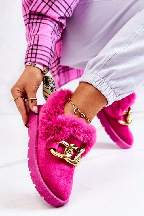 Ženské papcie zlaté reťazce fuksja arndums