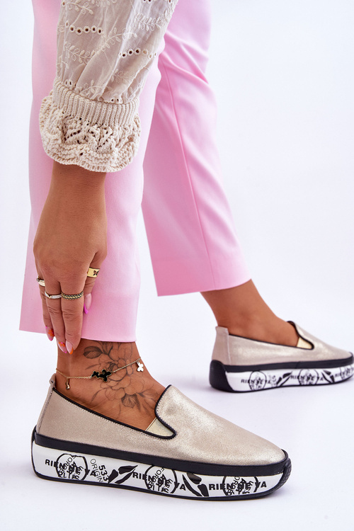 Ženské sklz-on Złote Ottavi kožené tenisky