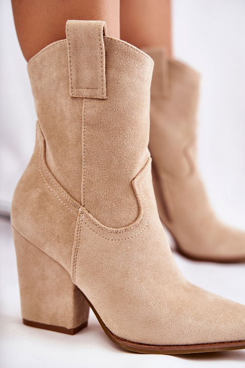 Dámské semišové kovbojské boty Béžove Mindy