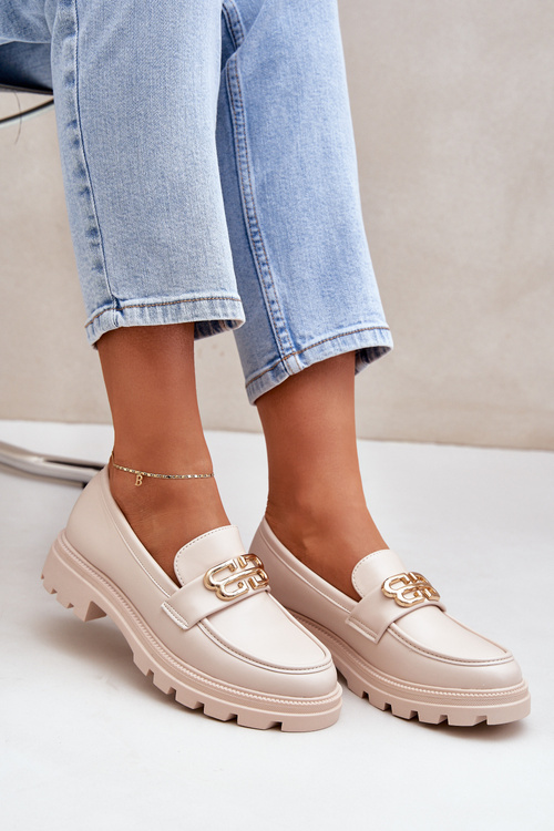 Dámské Mokasíny Se Zlatým Detalem Béžové Trionna