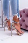 Sandále na vysokom podpätku s hadím vzorom Lu Boo Bége