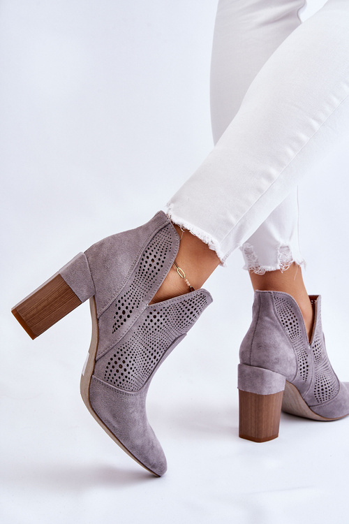 Openwork semišové vysoké podpätky Gray Leanna