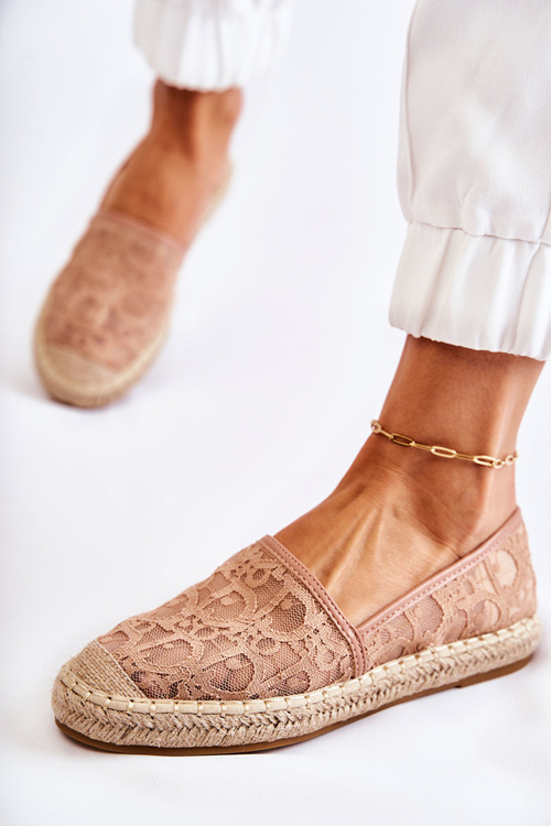 Klasické dámské espadrilky prolamované nude Catris