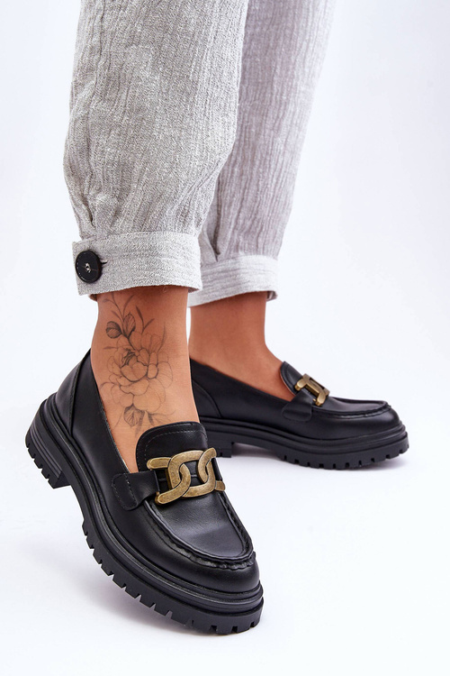 Dámské Mokasíny Na Platformě S Ozdobou Černá Ameg