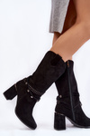 Dámske semišové vysoké podpätky Lewski Shoes 2934/B Čierne
