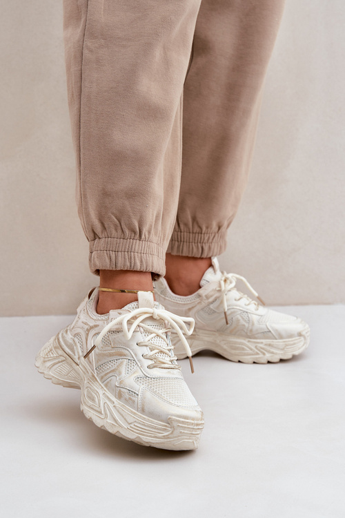 Dámské Tenisky S Odrbanými Na Platformě Béžové Seladwen