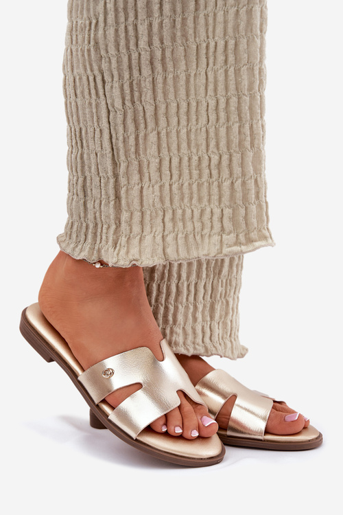 Dámske Plátené Sandále Z Eko Kože Zlaté Firvania