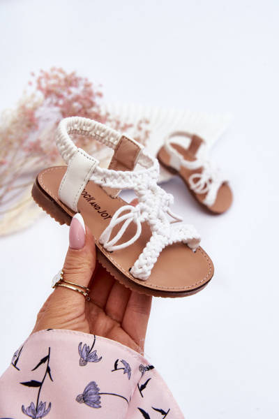 Dětské pletené nazouvací sandály Bíle Tracy