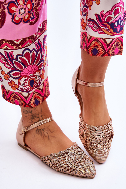 Elegantní dámské sandály ploché Růžové zlato Sheia