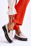 Vkĺzané kožené tenisky na platforme Madeline Beige Platform