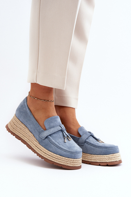 Dámské mokasíny na pletené podrážce modré Torresia