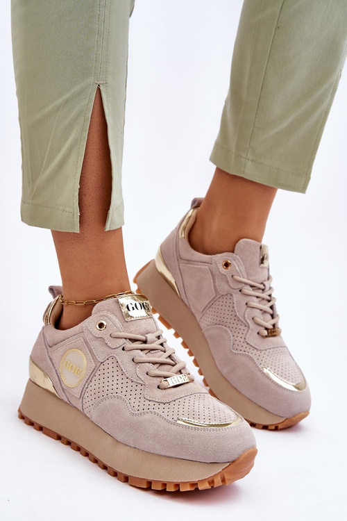 Dámske semišové športové topánky na platforme GoE LL2N4001