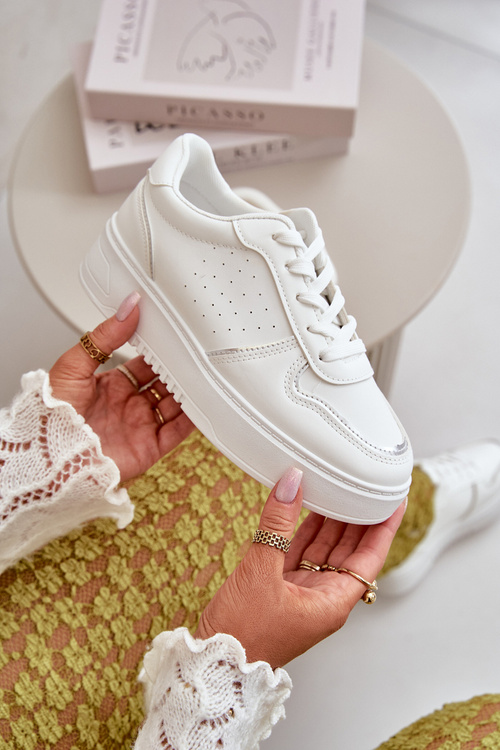 Dámské Tenisky Na Platformě S Dekorativním Šněrováním Bílé Mistra