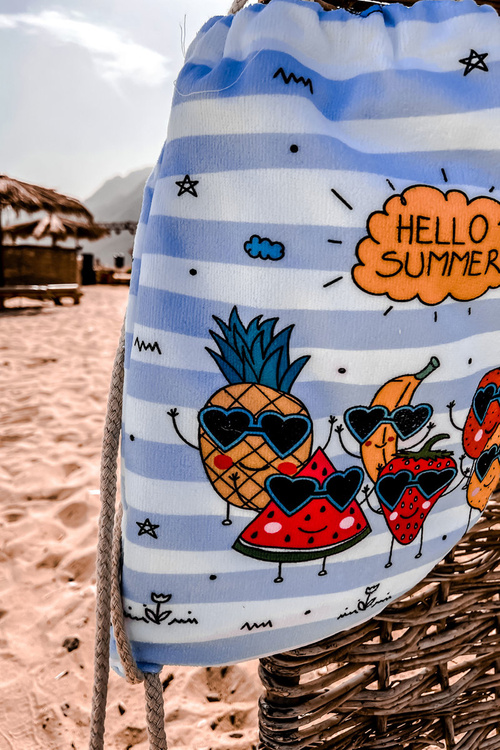 Batoh Bag Towel 3v1 Bílé a modré pruhy