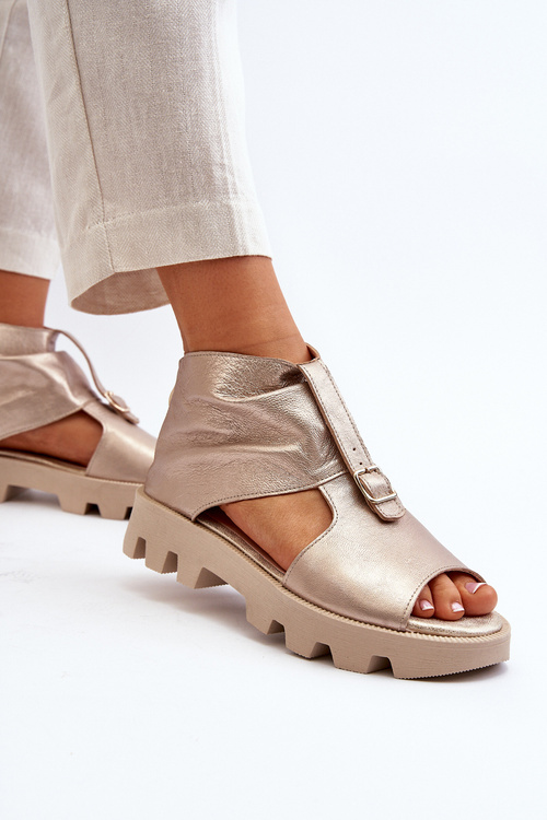 Zazoo 999 Kožené dámské sandály s zipem Zlaté