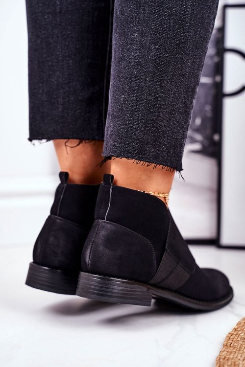 Dámské Kotníkové Boty Na Podpatku Černé Sirro