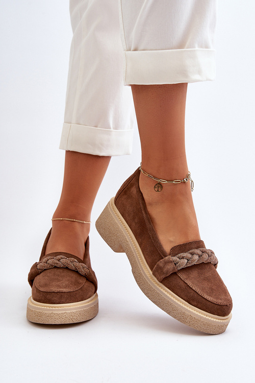 Zazoo 3429/W Dámské Semišové Mokasíny S Ozdobou Hnědé