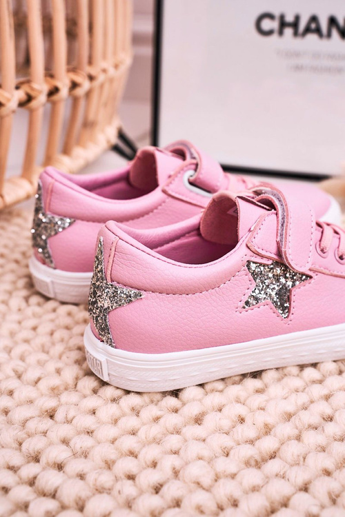 Dětské Kožené Tenisky S Hvězdou BIG STAR DD374104 Růžove