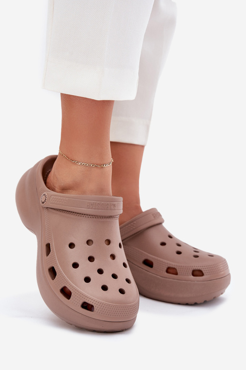 Dámske Pěnové Sandále Na Masívnej Podošve Big Star RR274A121 Tmavobežové