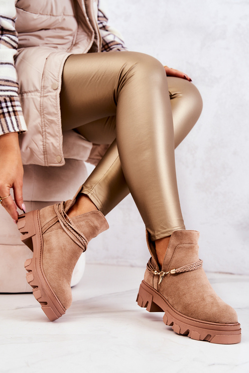 Semišové Dělnické boty bez ramínek béžove Moriah