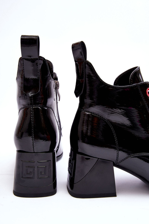 Nízké Lakové Šněrovací Botky SBarski MR870-66 Černé