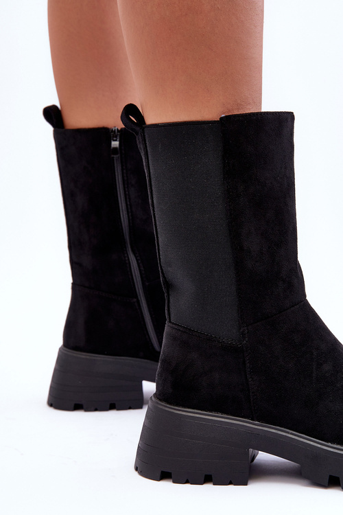 Dámské Zvršené Boty Na Ploché Podpatku Černé Altandros