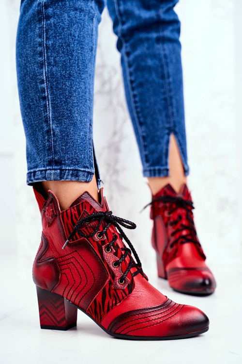 Dámske kožené topánky Maciejka Red 03194