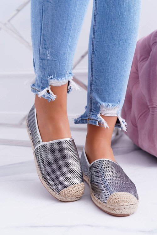 Lu Boo Silver Openwork Kimchi Espadrilles
