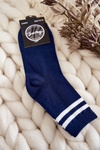 Dámské bavlněné sportovní ponožky s pruhy námořnická modrá