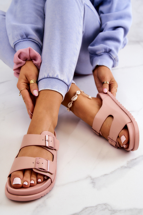 Gumové pantofle se sponou Růžová Corina