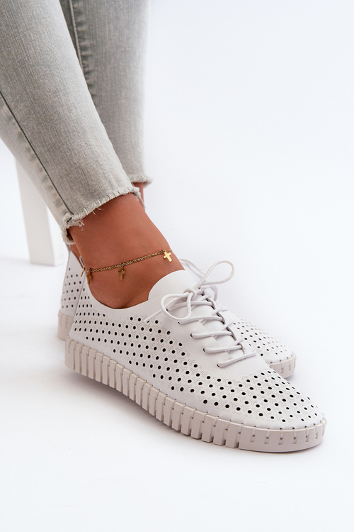 Dámské kožené tenisky s vyšívaným vzorem Bílé Ilvima