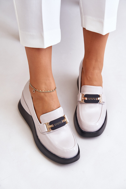 Lakované Mokasíny Na Klínu Šedé Vinceza 58337