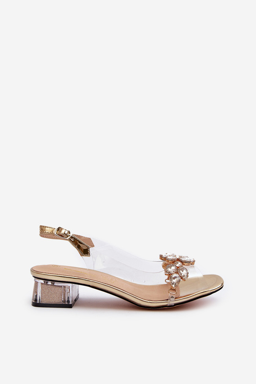 Průhledné sandály na zlatém podpatku S.Barski MR38-W1