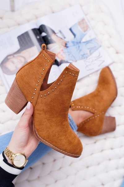 Dámské Ktníkové Boty Na Podpatku Slip-on s Výřezy Camel ManiMani