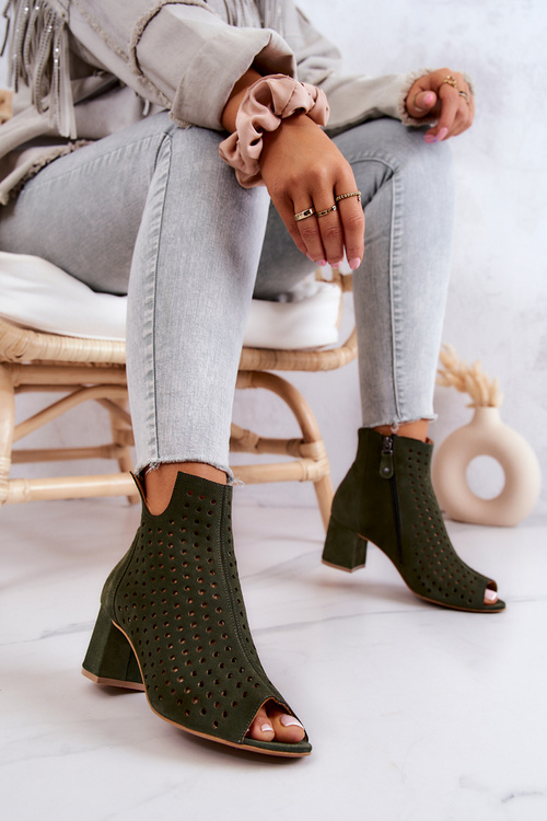 Semišové Prolamované Boty Maciejka 05420-09 Zelená