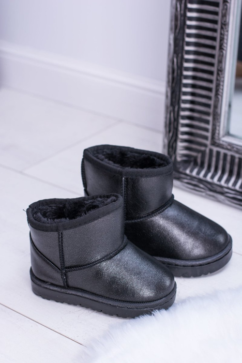 Teplé dětské sněhové boty s kožešinou černé Scooby