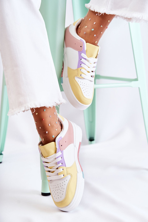 Dámské sportovní kožené boty Bílá a žlutá Francis