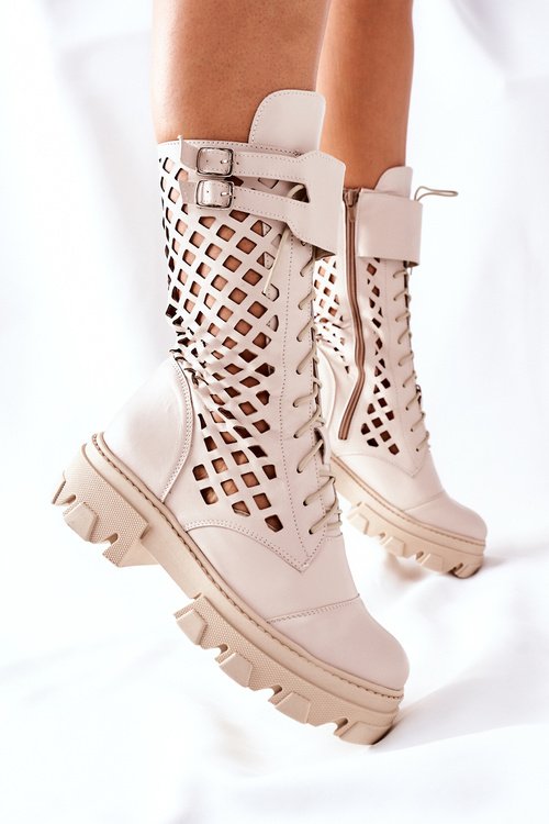 Dámske kožené topánky béžové hotie