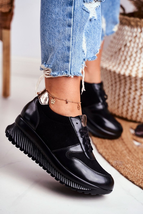 Dámská Sportovní Obuv Kožená Černá Gianna