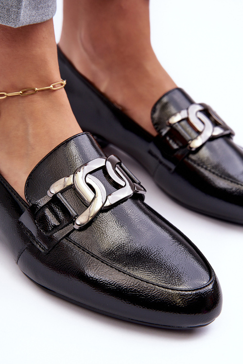 Dámske mokasíny lakované dekoráciou Black Camilena