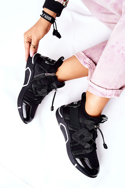 Tenisky s vysokým športovým obuvi čierne lancez