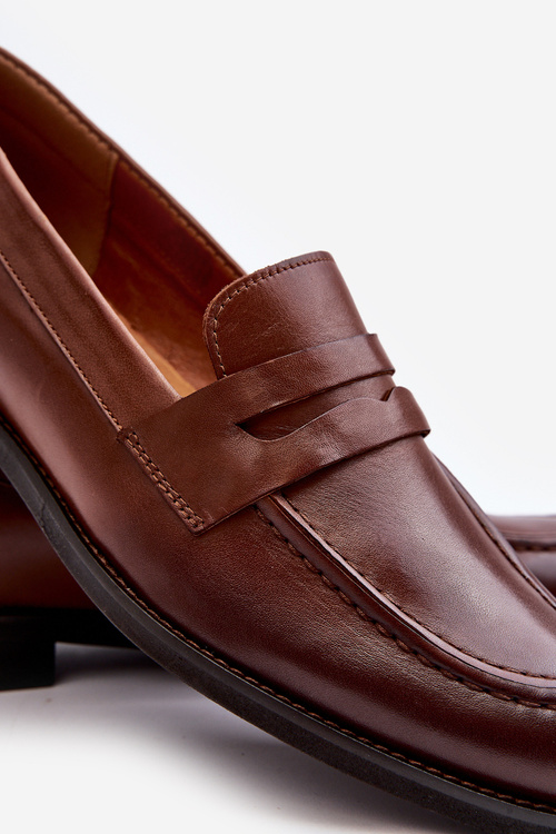 Mužské kožené polobotky Loafer Zazoo 1570/1 hnědé
