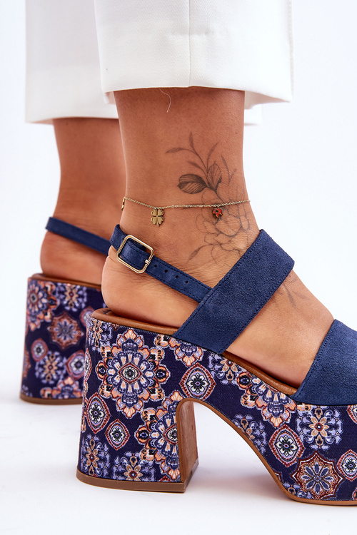 Kožené podpätky Maciejka 06089-17 Navy modrá