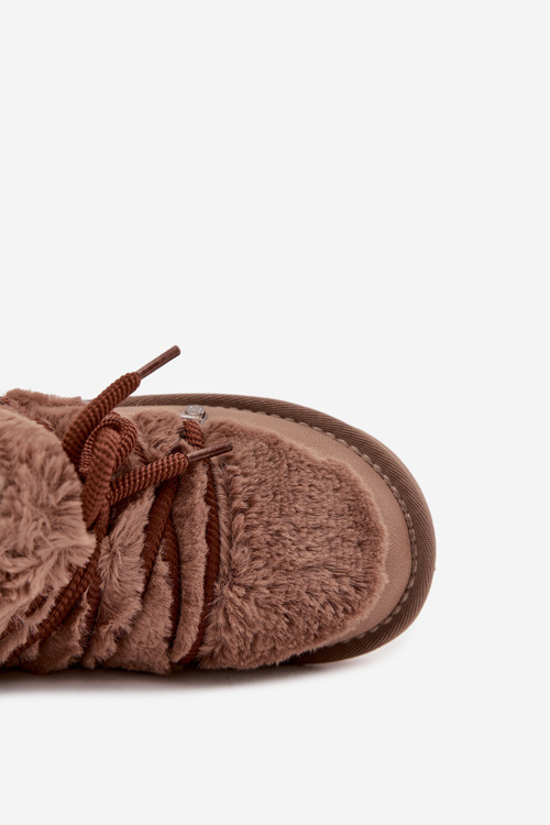 Dětské mládežnické sněhule s kožíškem DFranklin DFSH370011 hnědé