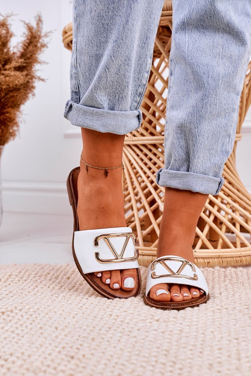 Dámské Klasické Kožené Nazouváky Bílé Evie