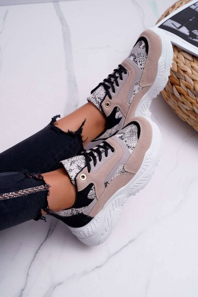 Dámská Sportovní Obuv se silnou Podrážkou béžové had Miltru