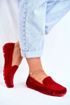 Dámske mokasíny kožené semišové červené pappito