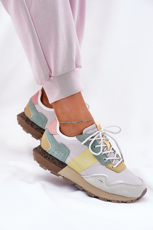 Dámské Semišové Sneakersy Big Star RR274244 HI-POLY SYSTEM Šedo-Žluté