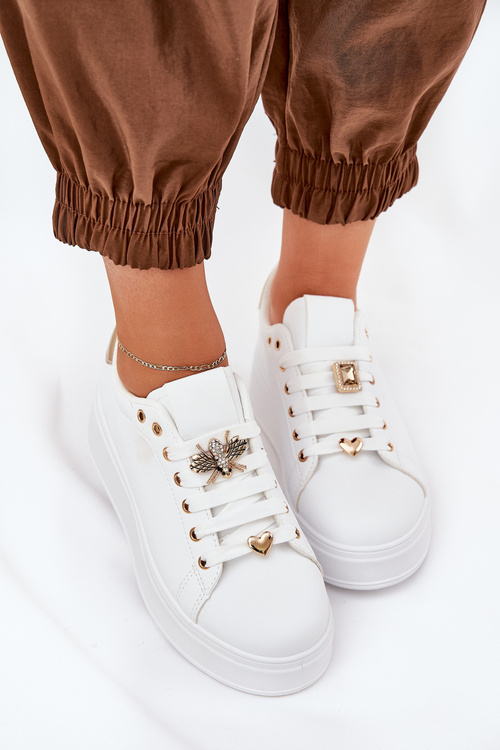 Dámské Sneakersy Na Platformě S Připínáky Bílé Ilanina