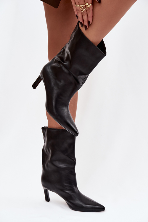 Vklouzněte dámské kotníkové boty na jehlovém podpatku z ekokůže černé Norell